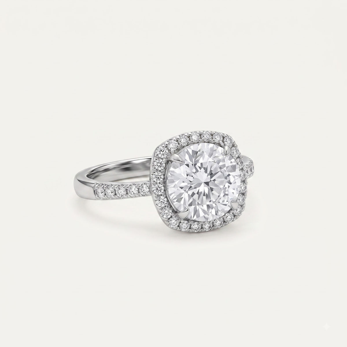 Silver Round Halo Crystal Statement Ring