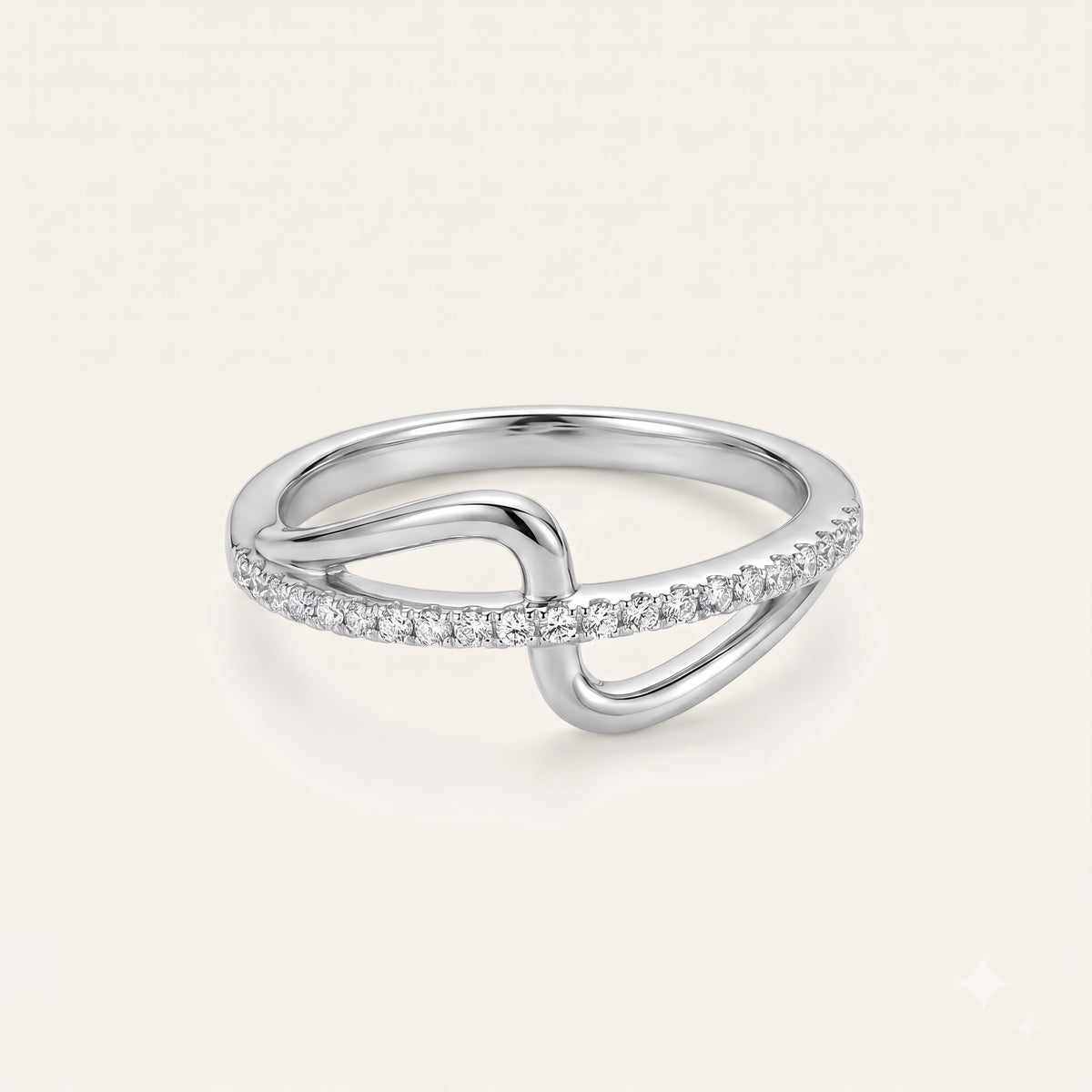 Elegant Silver Infinity-Inspired Pavé Ring with Sparkling Clear Stones