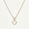 Rose Gold Geometric Pendant Necklace with Sparkling Round Stone