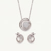 Elegant Circular Pavé Pendant Necklace & Earrings Set