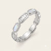 Elegant Silver-Tone Mother of Pearl & Crystal Link Bracelet