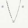 Silver Crystal Necklace & Matching Earrings Set with Black Bead Chain