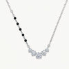 Silver Crystal Floral Pendant Necklace with Black Bead Accents
