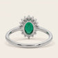 Elegant Green Emerald-Style Oval Halo Ring with Sparkling Accents