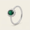 Elegant Green Emerald-Style Oval Halo Ring with Sparkling Accents