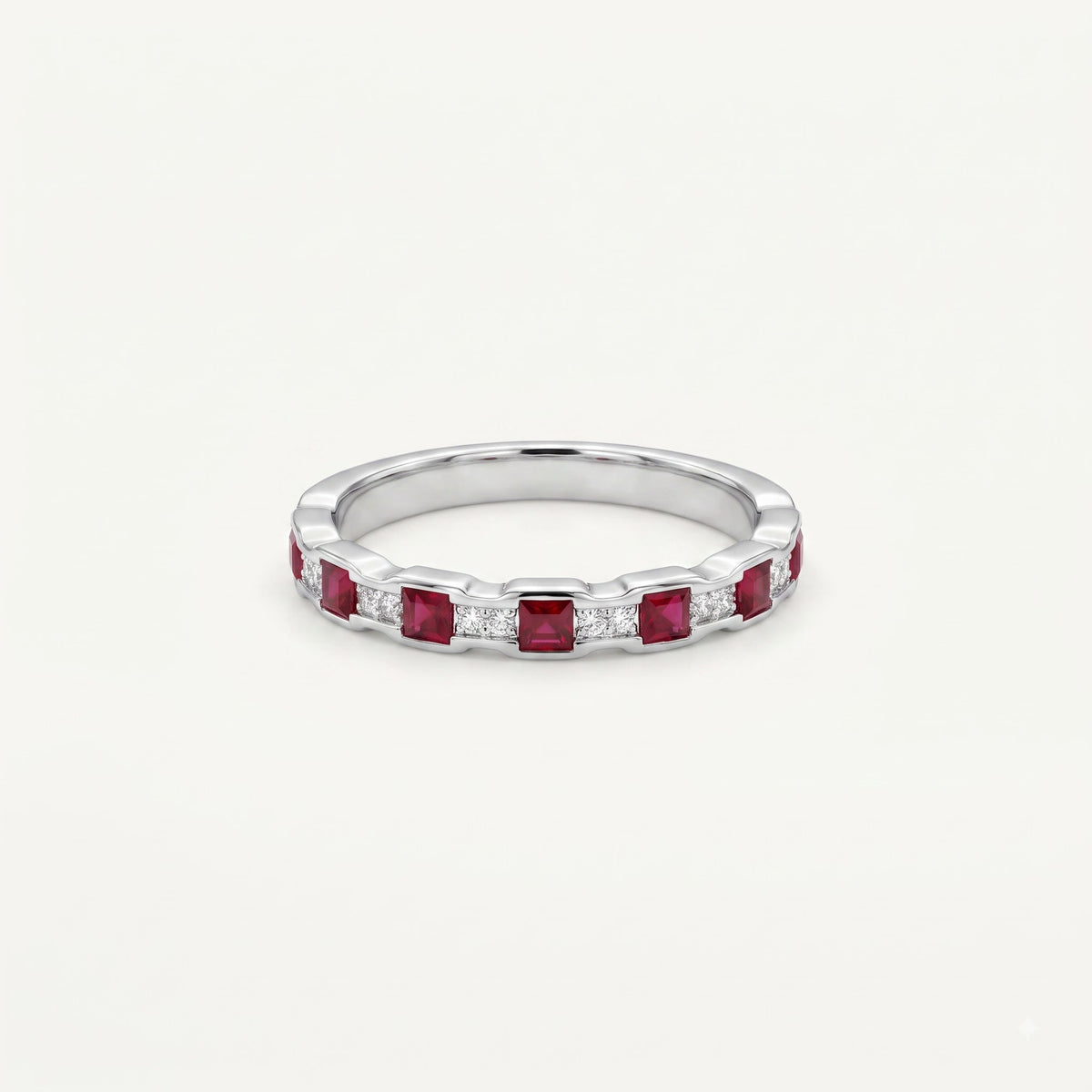 Ruby Pink & Crystal-Tone Eternity Band Ring for Women