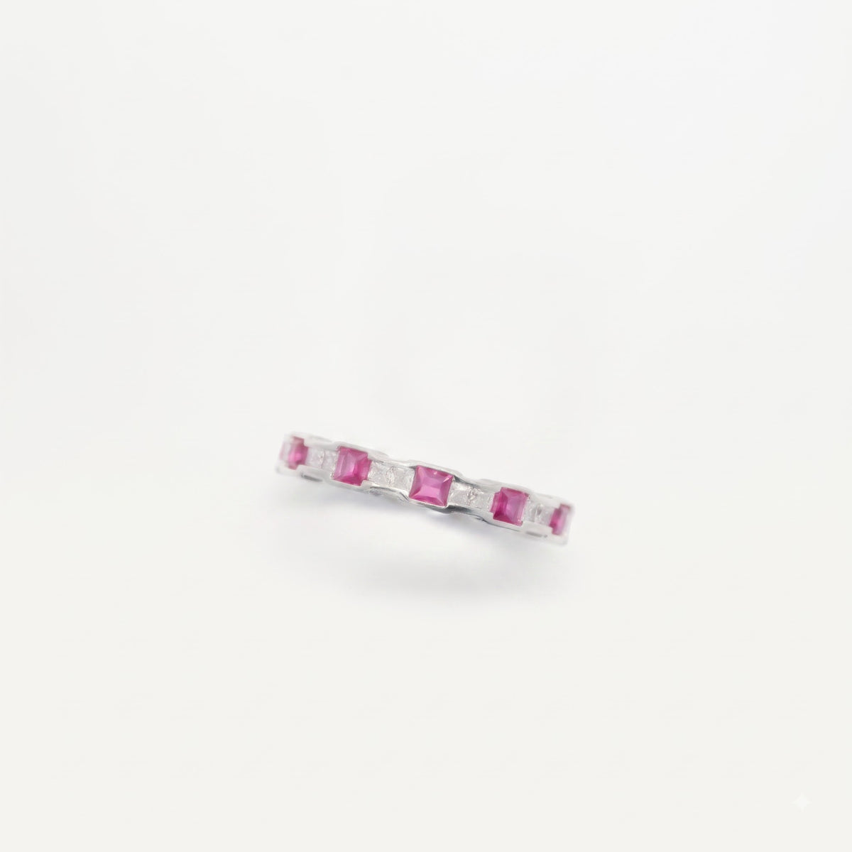 Ruby Pink & Crystal-Tone Eternity Band Ring for Women