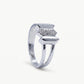 Silver Geometric Open Band Ring with Sparkling Stone Detail