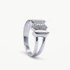 Silver Geometric Open Band Ring with Sparkling Stone Detail