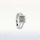Silver Geometric Open Band Ring with Sparkling Stone Detail