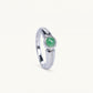 Silver Green Stone Ring with Crystal Accent Band