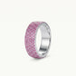 Pink Crystal Pavé Statement Ring with Silver-Tone Finish