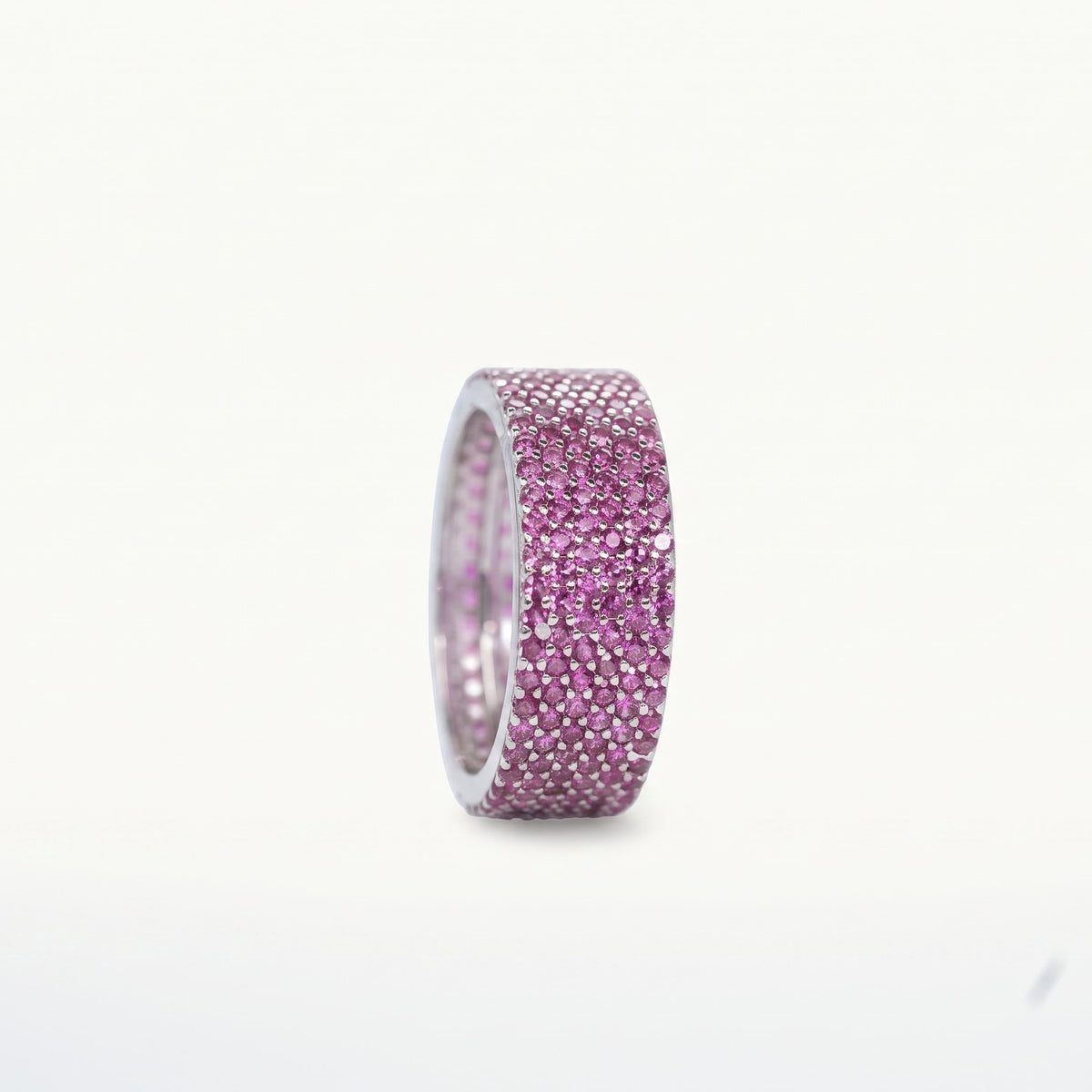 Pink Crystal Pavé Statement Ring with Silver-Tone Finish