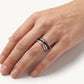 Black & Silver Stacked Ring Set with Sparkling Accents