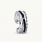 Black & Silver Stacked Ring Set with Sparkling Accents