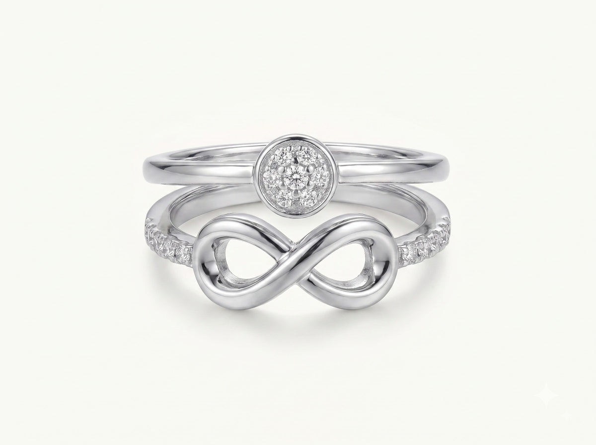 Silver Infinity Ring with Sparkling Stone Accent