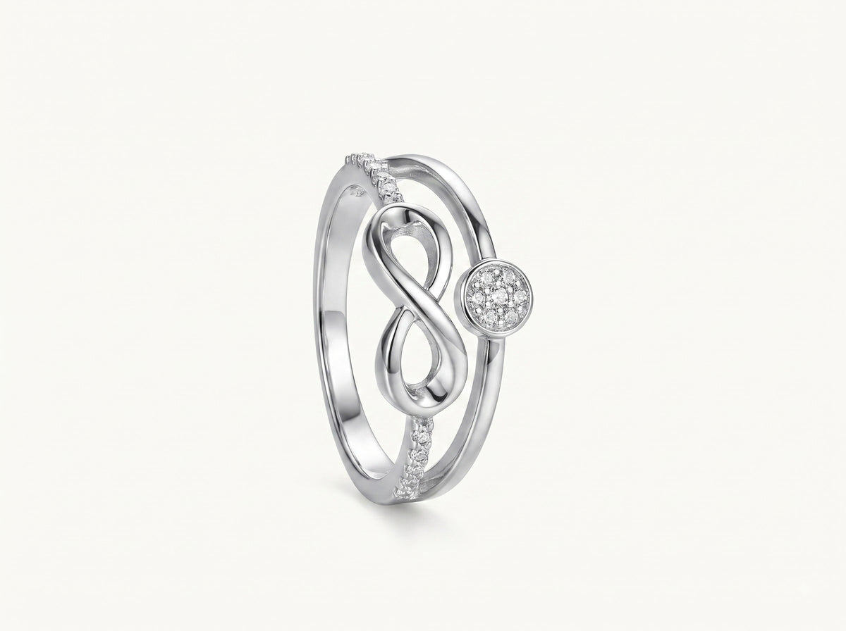 Silver Infinity Ring with Sparkling Stone Accent