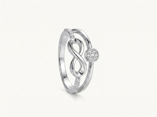 Silver Infinity Ring with Sparkling Stone Accent