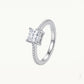Elegant Silver Princess Cut Pave Ring with Sparkling Stone Band