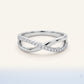 Elegant Double Curve Crystal Silver Ring with Sparkling Open Design