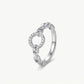 Elegant Silver Circle Link Ring with Sparkling Stones for Women