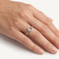 Elegant Silver Circle Link Ring with Sparkling Stones for Women