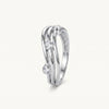 Elegant Silver Open Band Ring with Triple Sparkling Stone Accents