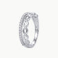 Elegant Silver Oval Link Pavé Ring with Sparkling Stone Band