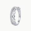 Elegant Silver Oval Link Pavé Ring with Sparkling Stone Band