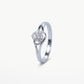 Elegant Silver Heart-Shaped Crystal Ring for Women
