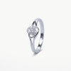 Elegant Silver Heart-Shaped Crystal Ring for Women