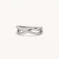 Elegant Silver Crossover Ring with Sparkling Crystal Details