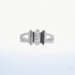 Silver Geometric Open Band Ring with Sparkling Stone Detail