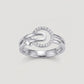 Silver Twisted Band Ring with Sparkling Stone Accent