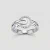 Silver Heart & Circle Ring with Sparkling Stone Detail