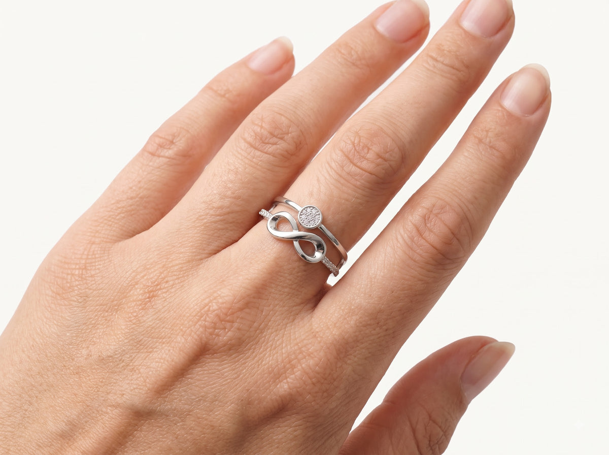 Silver Infinity Ring with Sparkling Stone Accent