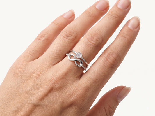 Silver Infinity Ring with Sparkling Stone Accent