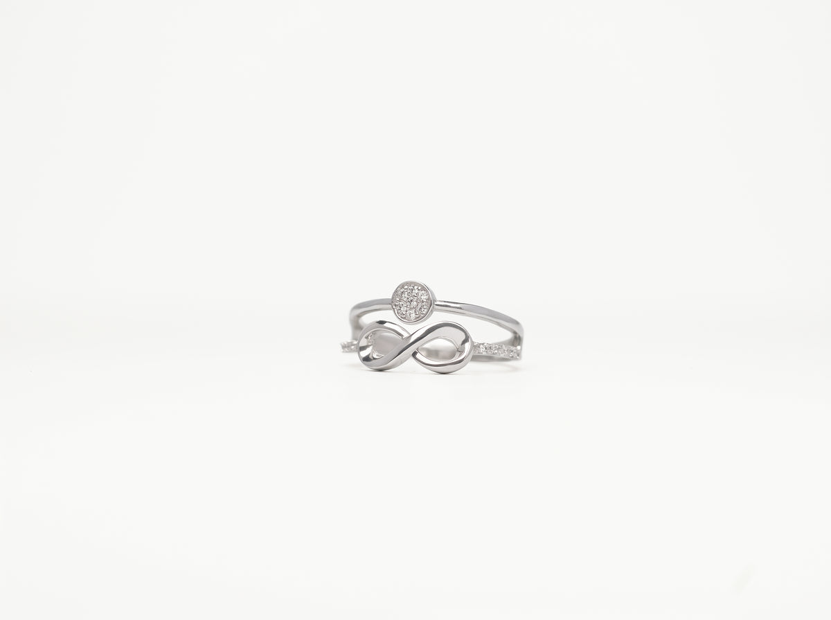 Silver Infinity Ring with Sparkling Stone Accent