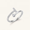 Elegant Silver Open Ring with Sparkling Double-Line Accent