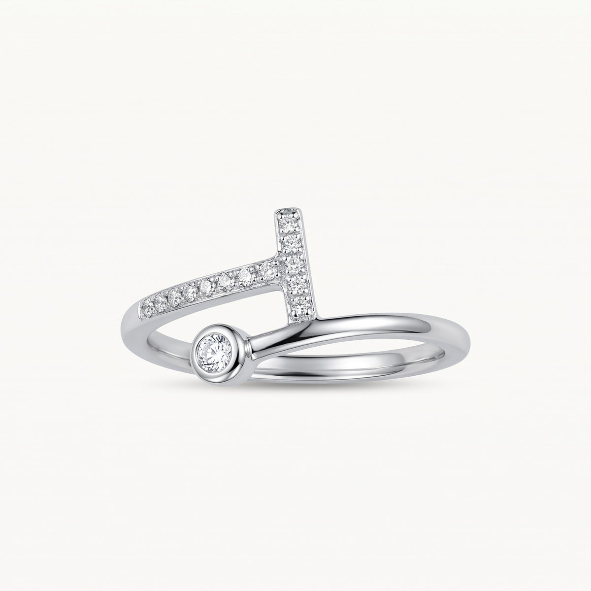 Elegant Silver Open Ring with Sparkling Double-Line Accent