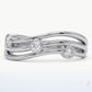 Elegant Silver Open Band Ring with Triple Sparkling Stone Accents