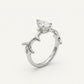 Elegant Silver Antler-Inspired Solitaire Ring with Sparkling Centre Stone