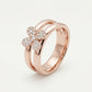 Elegant Rose Gold Flower Double Band Ring with Sparkling Stone Detail