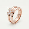 Elegant Rose Gold Flower Double Band Ring with Sparkling Stone Detail