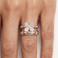 Elegant Rose Gold Flower Double Band Ring with Sparkling Stone Detail