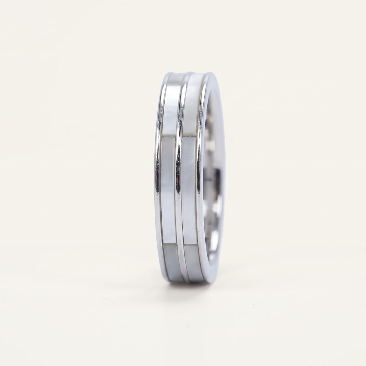 Classic Silver-Tone Double-Line Band Ring
