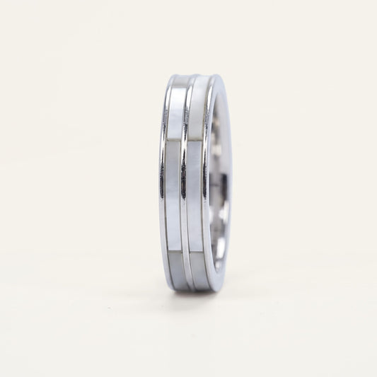 Classic Silver-Tone Double-Line Band Ring