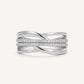 Elegant Silver Twisted Pavé Band Ring with Double Sparkling Rows