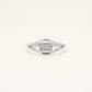 Elegant Oval Crystal Silver Ring with Geometric Openwork Design