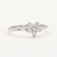 Elegant Floral Cluster Crystal Silver Ring with Sparkling Round Stones